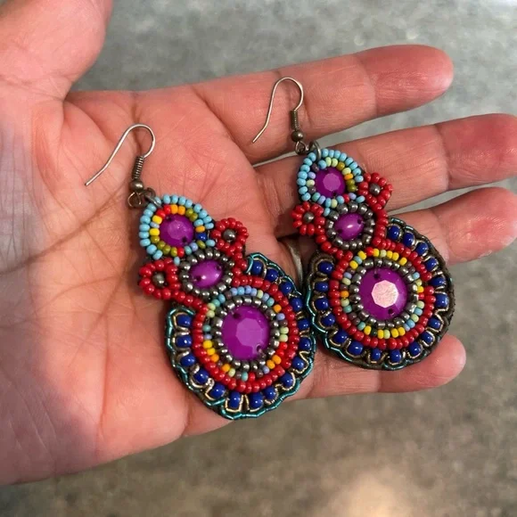 Colorful Beaded Earrings - Picture 2 of 5